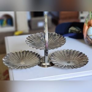 Scalloped Silverplate 2 Tier Foldable Tray